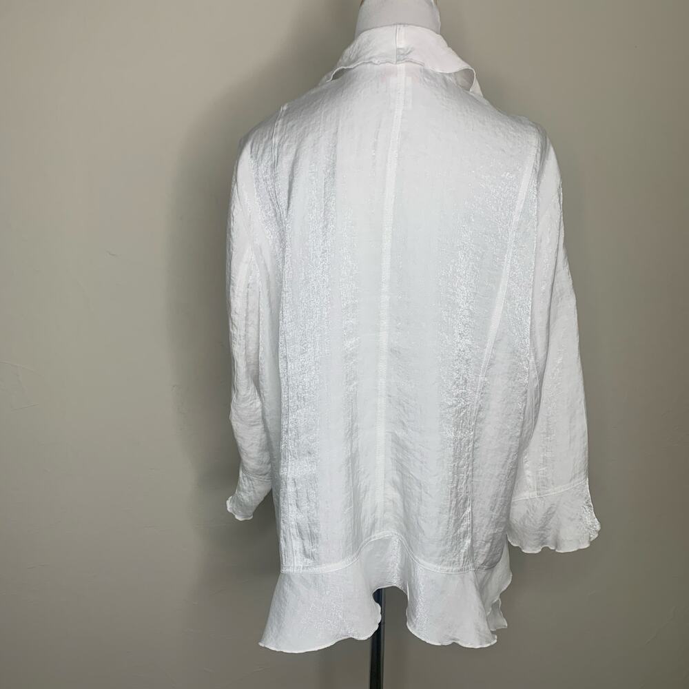 Ruby Rd. White Waterfall Jacket Open Front Sz 22W - image 3